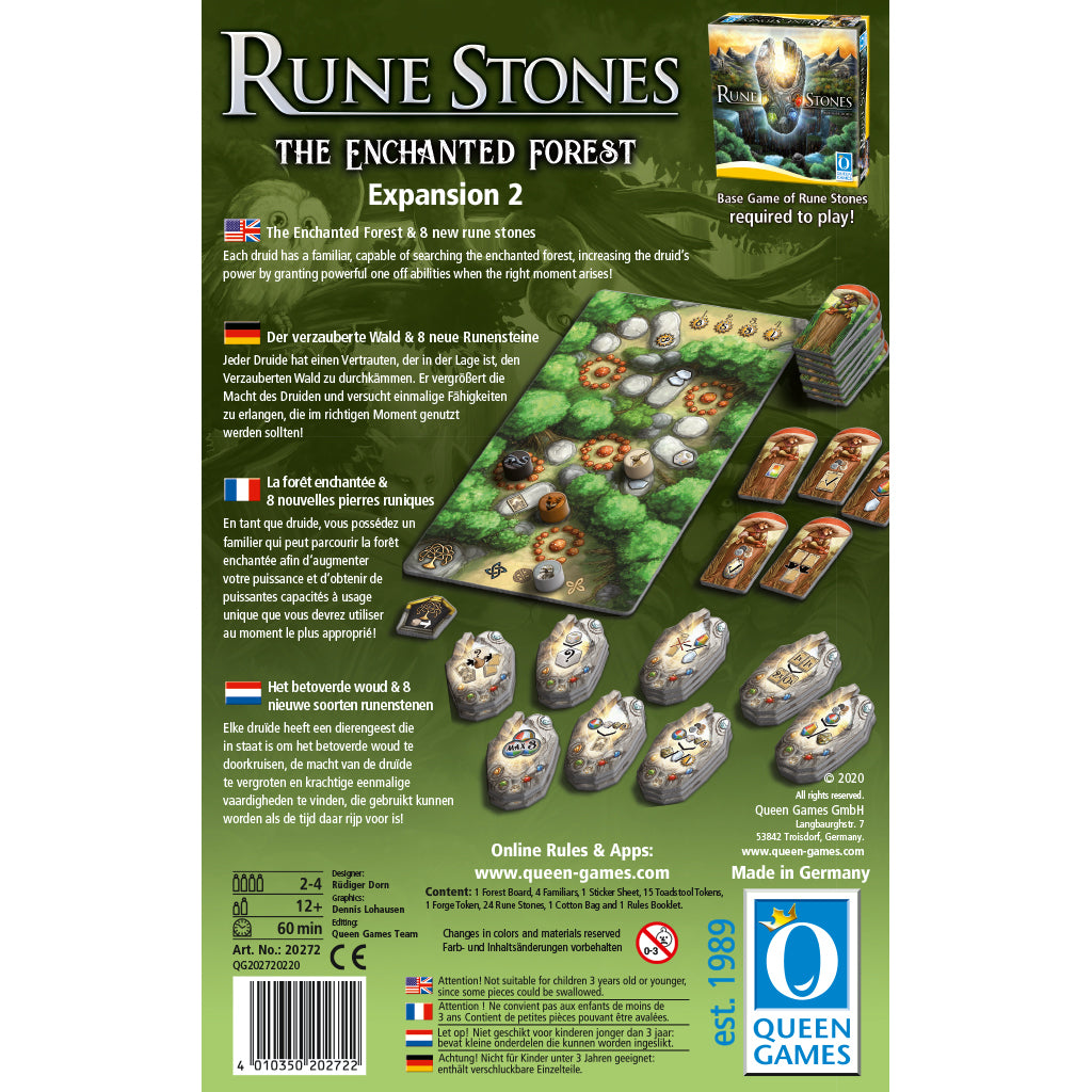 Graphic of back of Rune Stones - Expansion 2 game box.